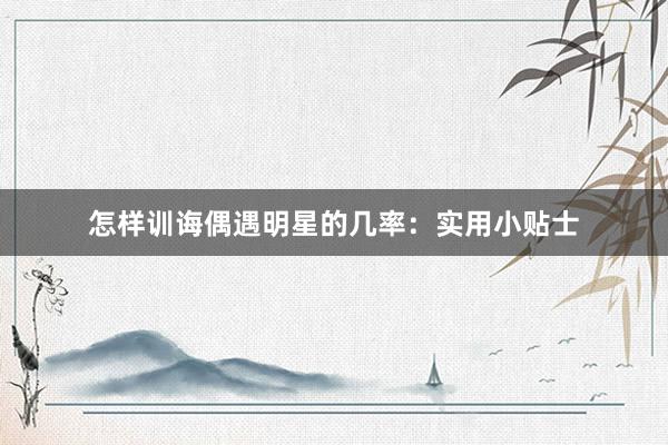 怎样训诲偶遇明星的几率：实用小贴士